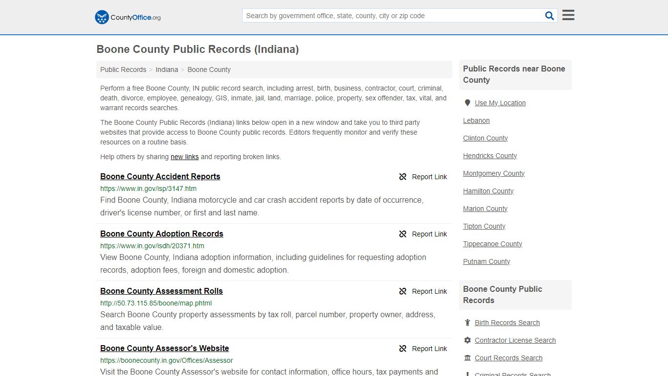 Public Records - Boone County, IN (Business, Criminal, GIS, Property ...